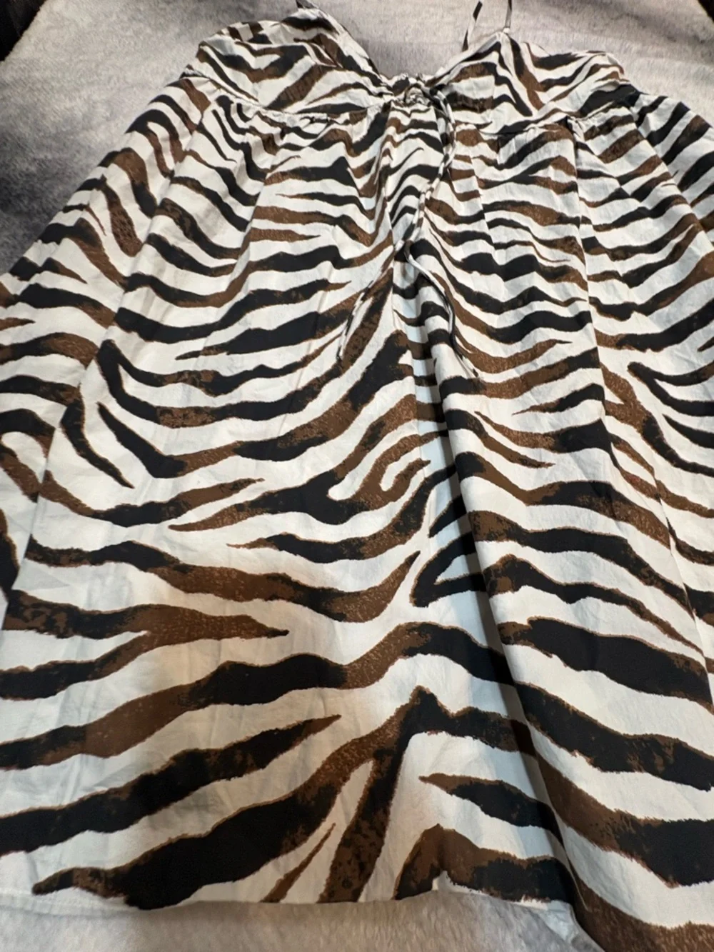 (A2) J.Crew NWOT Keyhole Mini Dress‎ Zebra Stripe Animal Print Brown Ivory 14 16